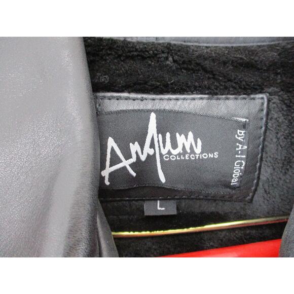 A1 Global Black Genuine Leather Jacket Size L w/ Zip in Liner - Anjum Collection - Picture 8 of 10